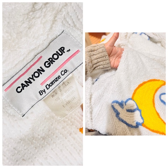 RARE Vintage 90's Canyon Group Moon & Clouds Chenille Bathrobe Women’s Robe - Picture 11 of 17